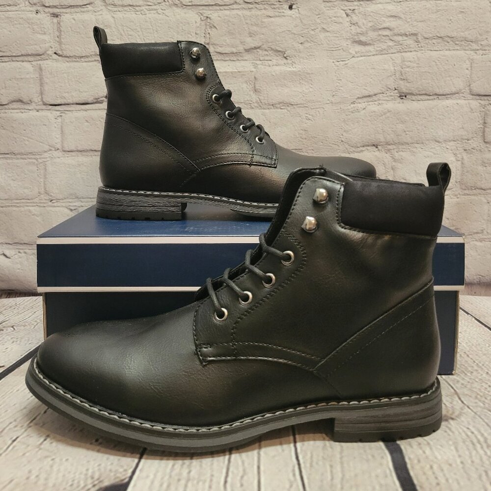 Club Room Men's Westin Lace-Up Boots- Black